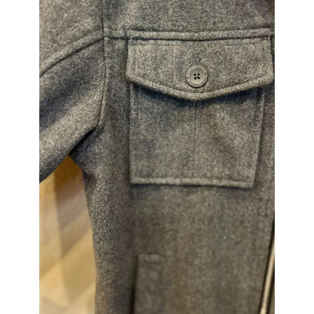 Old Navy Jacket Youth Large 12/14Full Zip Wool Blend‎ Moto Dark Gray Outdoor